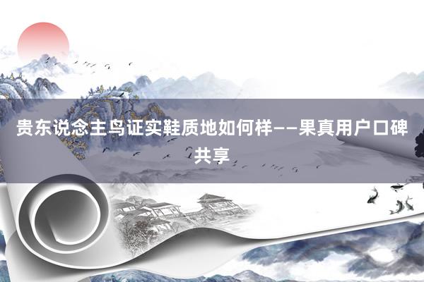 贵东说念主鸟证实鞋质地如何样——果真用户口碑共享